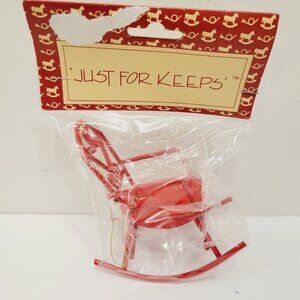 Vtg Just For Keeps Red Metal Mini Rocking Chair Ornament Doll House Furniture
